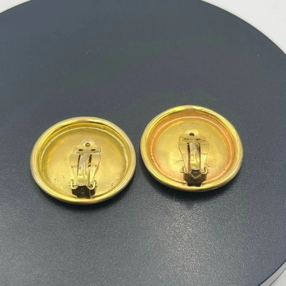 Robert Lee Morris RLM Signed Vintage Gold Tone Round Dome Clip-On Earrings